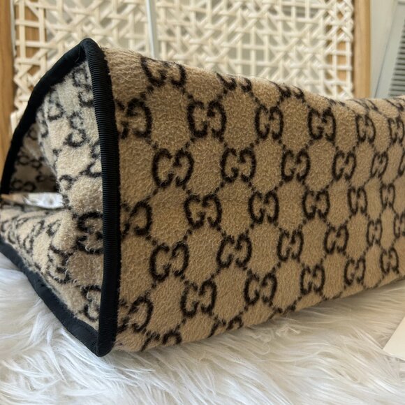 Gucci Black & Beige Wool Guccissima GG Tote with Strap and dust bag - Picture 3 of 15